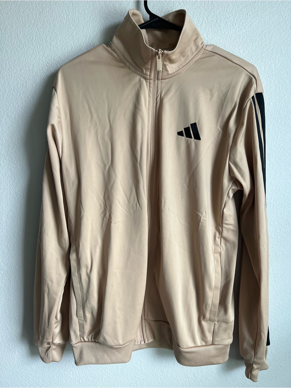 adidas Beige Track Jacket with Black Accents